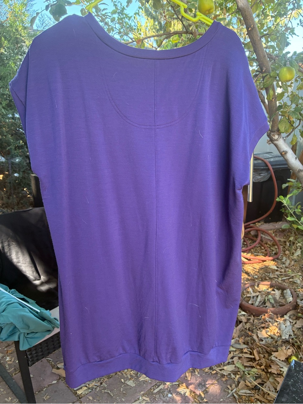 Wool& Deep Purple Women's Relaxed Pocket Tee tunic - Picture 3 of 5